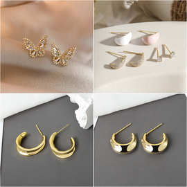 清仓韩版复古蝴蝶流苏耳钉女潮个性时尚耳环十字架星星饰品批发