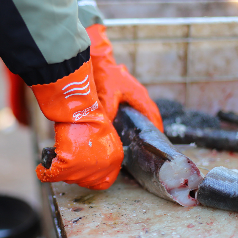 Dengsheng guantes acuáticos de inmersión completa para la matanza de peces de mariscos impermeables antideslizantes de partículas grandes engrosados guantes de protección laboral