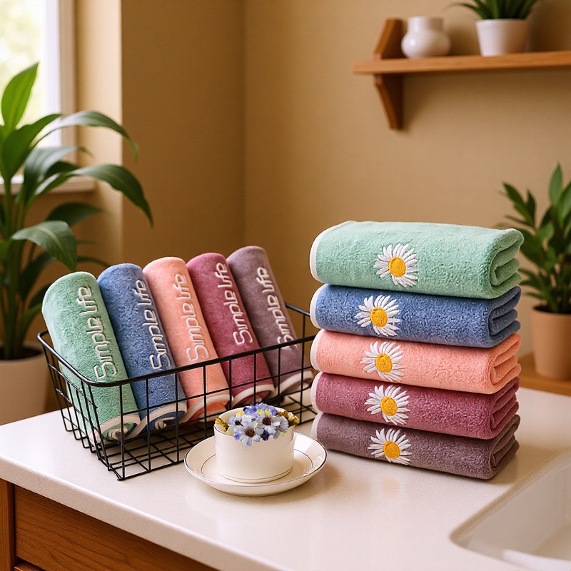 New Style Youthful Face Towel, Microfiber Towel, Hair Salon Lint-Free, Absorbent, Face Wash Hanging Rope, Barber Shop Towel