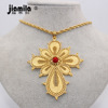 嘉米拉 Golden jewelry, red pendant, necklace, 24 carat, Birthday gift