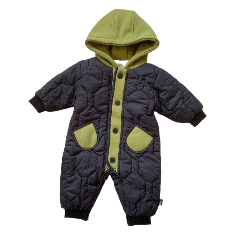 Ropa de algodón acolchada para niños recién nacidos mono infantil de algodón acolchado niños y niñas de invierno Bebé fuera forrado de lana mameluco de moda con capucha