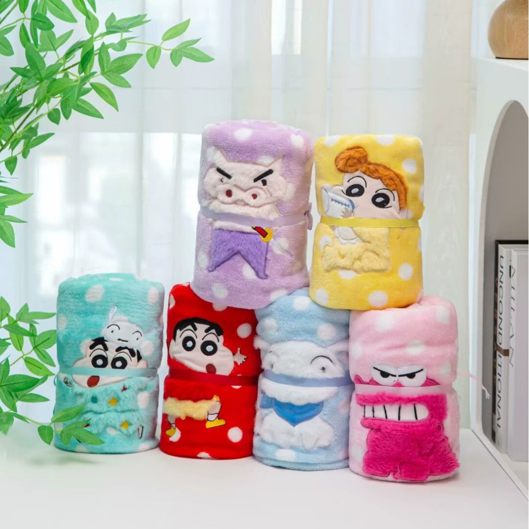 Милое плюшевое одеяло с рисунком карандаша Шин-чан, аниме, игровая периферия для девочек, диван, сон, кондиционер, маленькое квадратное одеяло