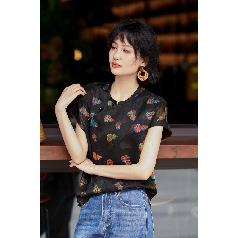 宝葫藏珍•东方丝韵葫芦印花国风上衣女夏季新款|undefined