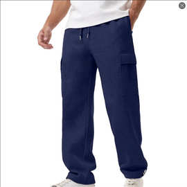 2025跨境新款男士运动休闲裤长裤多口袋加绒休闲款工装裤男士冬季