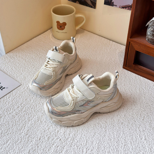 Children's shoes for girls, autumn new children's sports father shoes, middle age children's girls, mesh breathable running trend shoes