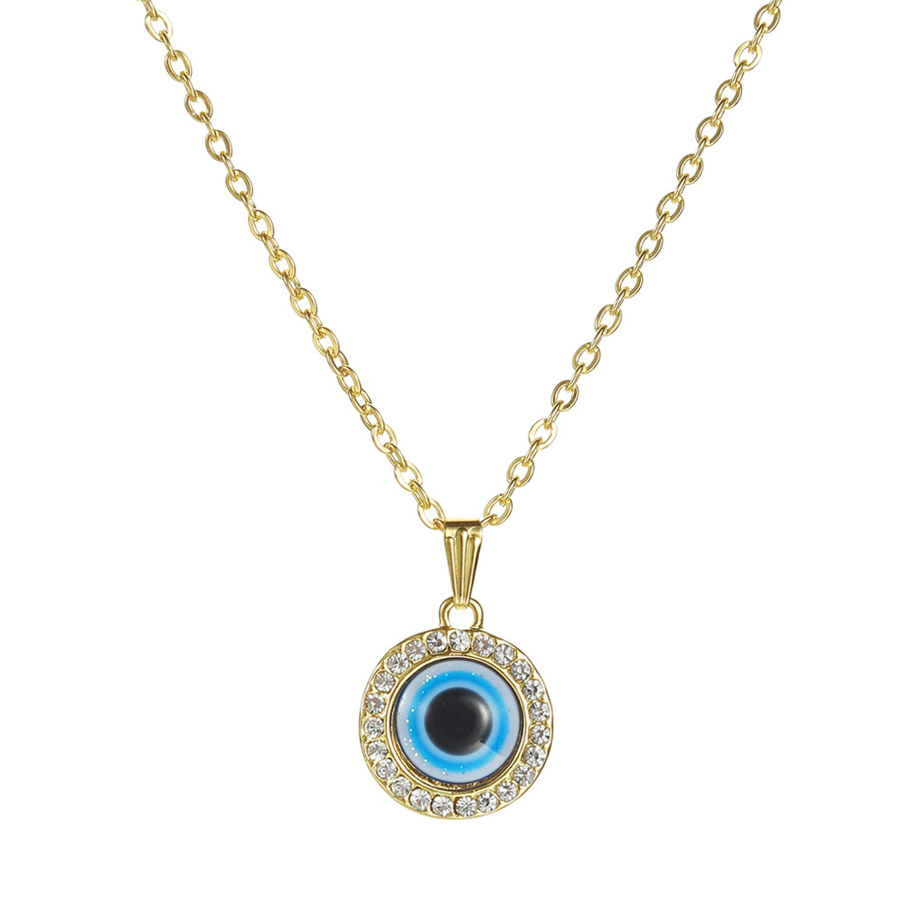 Fashion Devilu0027S Eye Alloy Enamel Rhinestones Womenu0027S Pendant Necklace