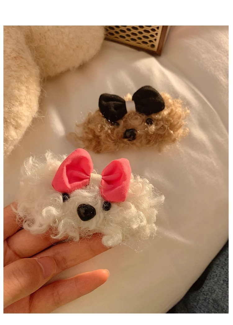 Women's Cute Dog Bow Knot Plush Hair Clip display picture 1