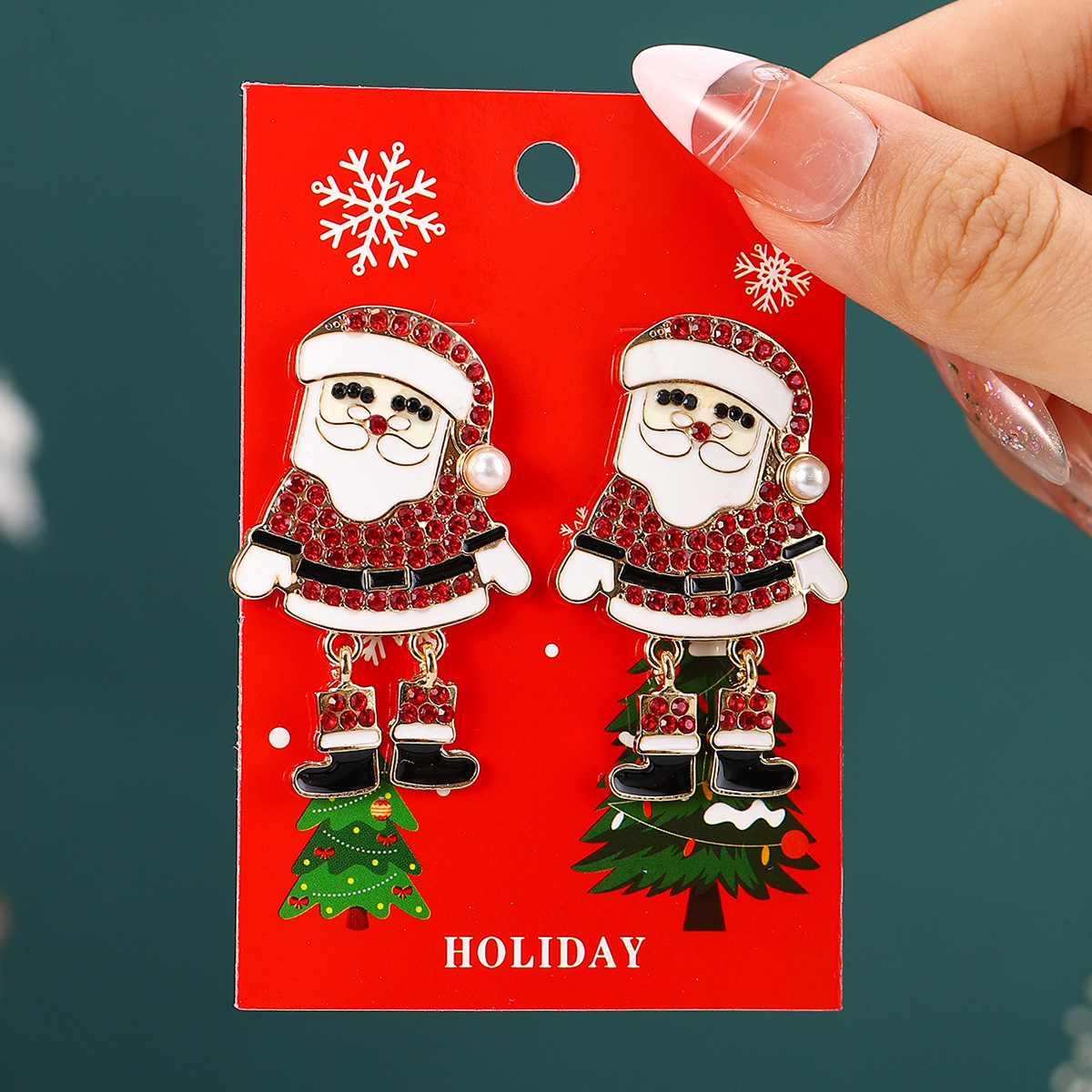 30g Weight Iron Ear Needle Material Drop Earrings Classification 1 Pair Quantity Party, Festival Occasion Alloy Material Christmas Festival Christmas Tree, Santa Claus, Snowflake Pattern Women's Gender IG Style Style 1 Pair Christmas IG Style Christmas Tree Santa Claus Snowflake Alloy Drop Earrings 9