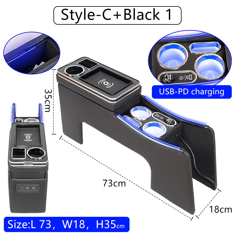Center Console Armrest, Toyota Armrest box - 80-series-hybrid-version-wireless-charging-side-light