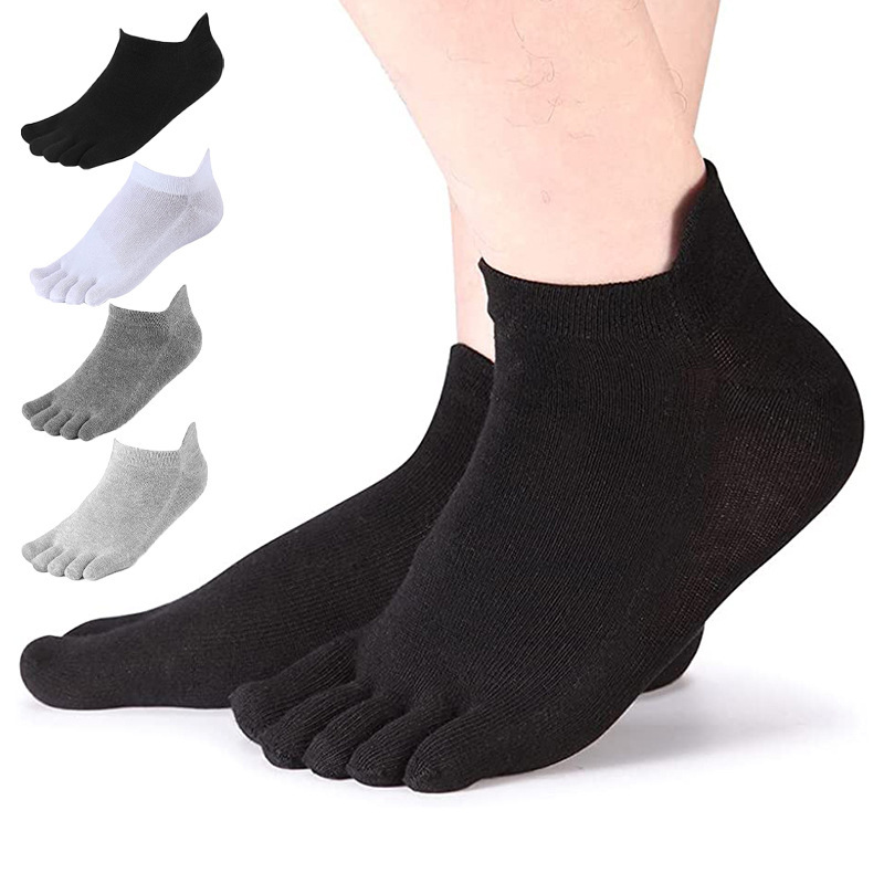 Five-finger socks men's cotton deodorant sweat-absorbent toe socks solid color breathable sports running heel socks