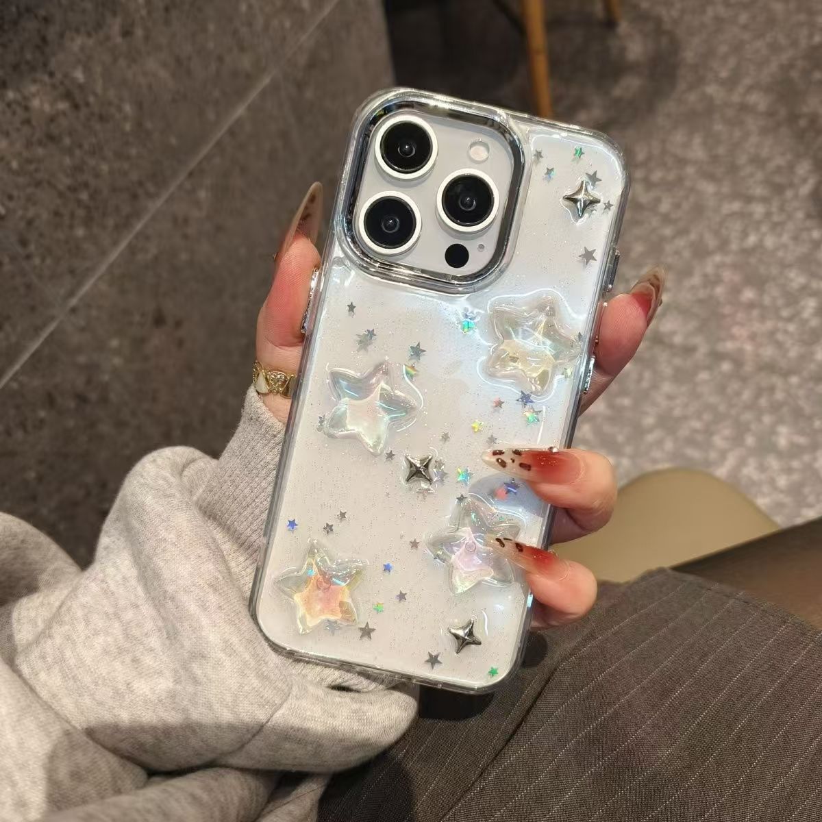 Fairy-like Glitter Pentagram Phone Case For Iphone 15 Pro Max_voghion.com