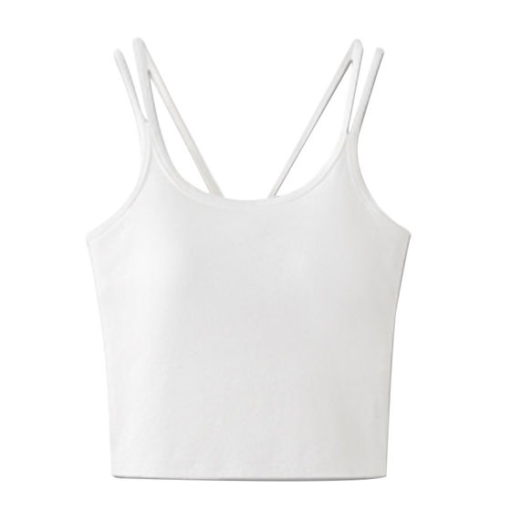 Zhao Lusi Same-style White Camisole Women's Summer Thin Outer Wear Inner Belt Chest Pad One-piece Base Top