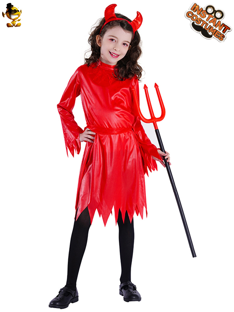 Diablo traje de Halloween muerte juego de rol ropa para niños niña Diablo rojo ropa de rendimiento Cosplay image 3
