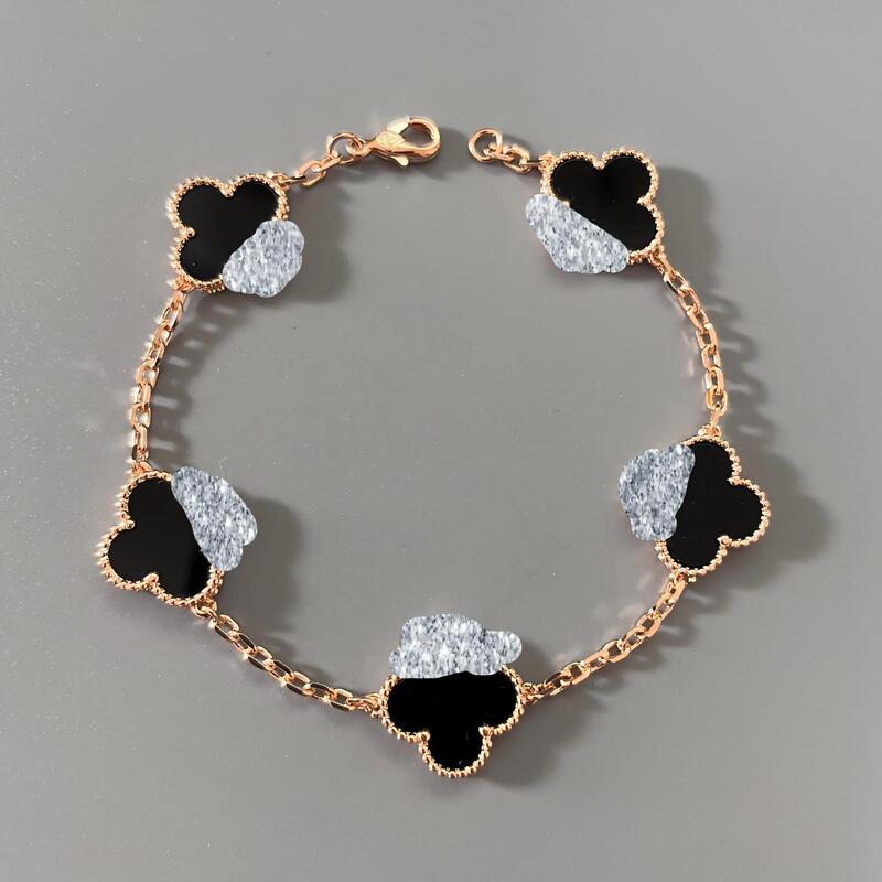 High-End Version Thick Chain Four-Leaf Clover 15mm Five-Leaf Bracelet for Women, 18K Rose Gold, Thickened White Mother-Of-Pearl, Factory Supply