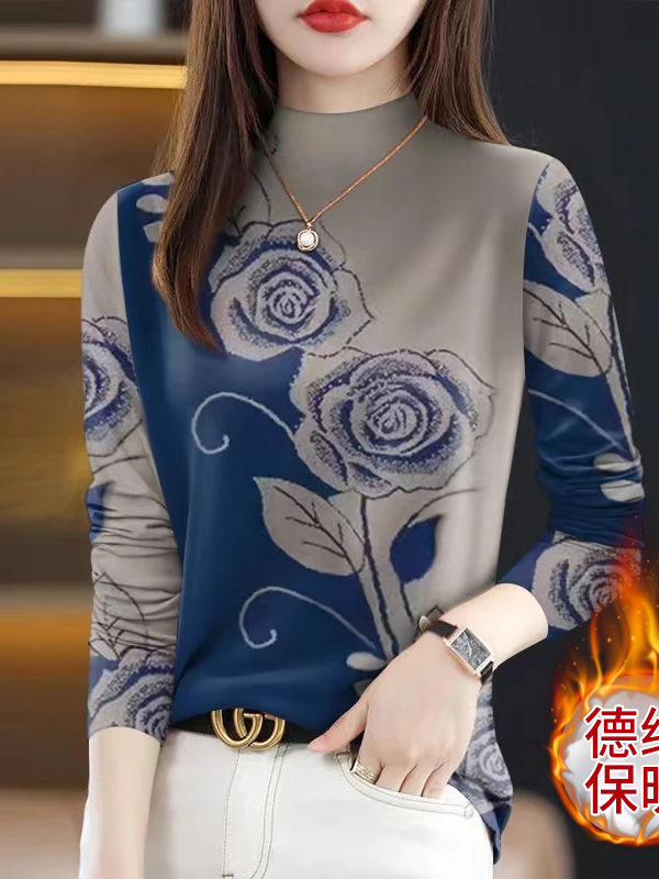 批发德绒打底衫2025新款秋冬爆款女士遮肚半高领时尚长袖一件代发|undefined