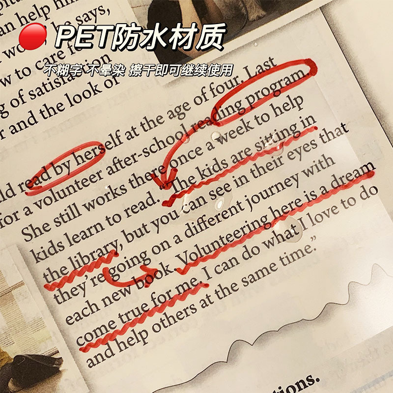 Nuevo PET transparente nota adhesiva rasgable nota adhesiva estudiante nota de la mano Nota de papel ins estilo impermeable nota adhesiva