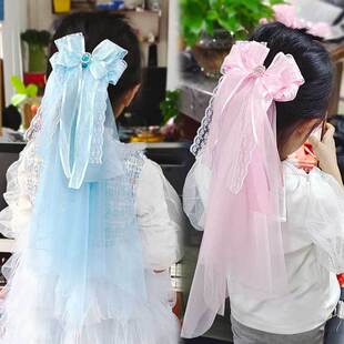 Children's Birthday Hair Accessories Flower Hairpin Korean Style Big Bow Lace Gauze Girl's Pallo Headwear Vacant Gauze Top Clip