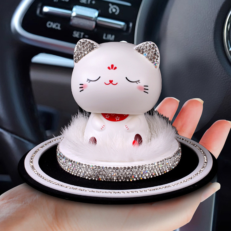 Joyas de automóviles adornos solares agitación de cabeza gatos en línea en el automóvil adorable creativo artículos de decoración del automóvil