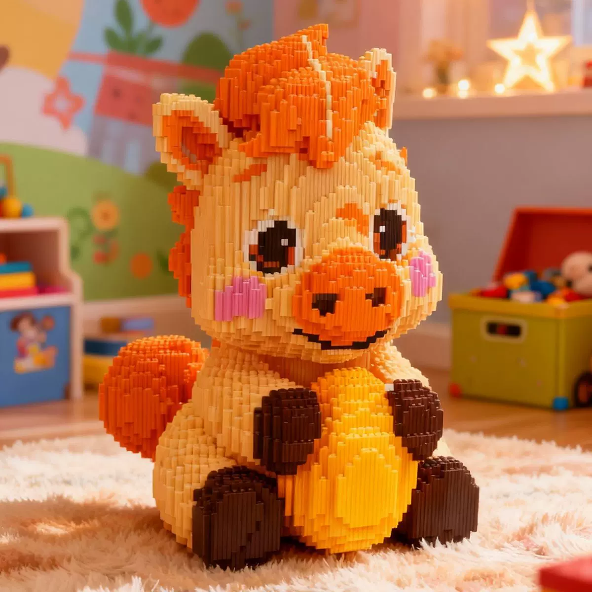 2026马年积木儿童玩具小颗粒拼装益智摆件兼容乐高男女孩新年礼物