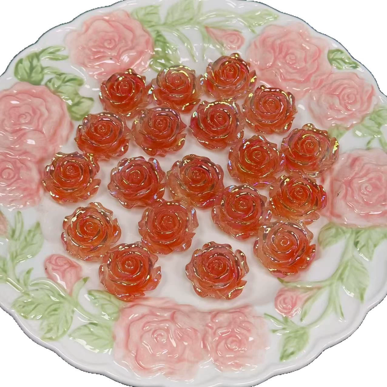 Mabeca 30 small round rose glitter resin accessories diy mobile phone case live broadcast room blind bag accessories