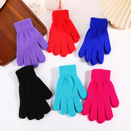 New winter outdoor sports cold gloves fleece-lined thick warm gloves solid color anti-frostbite gloves in stock