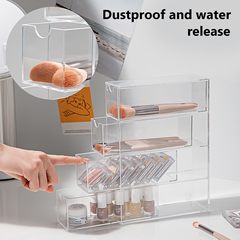 アクリル収納ボックスプラスチック透明化粧ブラシ収納デスクトップ防塵狭いスリット引き出しタイプメガネサングラスボックス