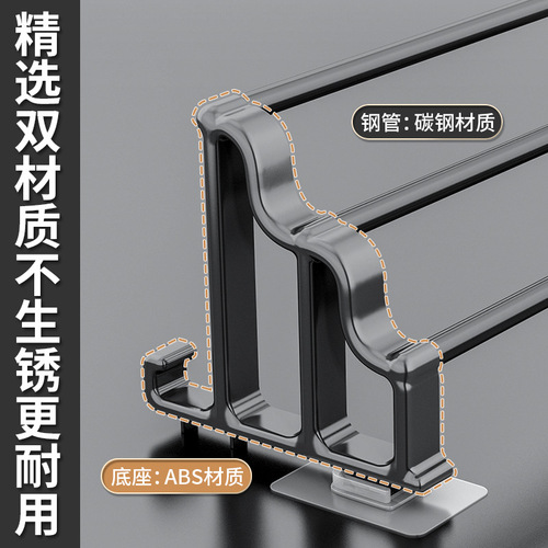 No punching bath towel storage rack bathroom hanging rod double rod wall-mounted bathroom pendant towel bar bathroom hanging rack