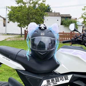 Motorcycle Helmet Decoration Personalized Helmet Accessories Tassel Colorful Fur Cat Ear Detachable