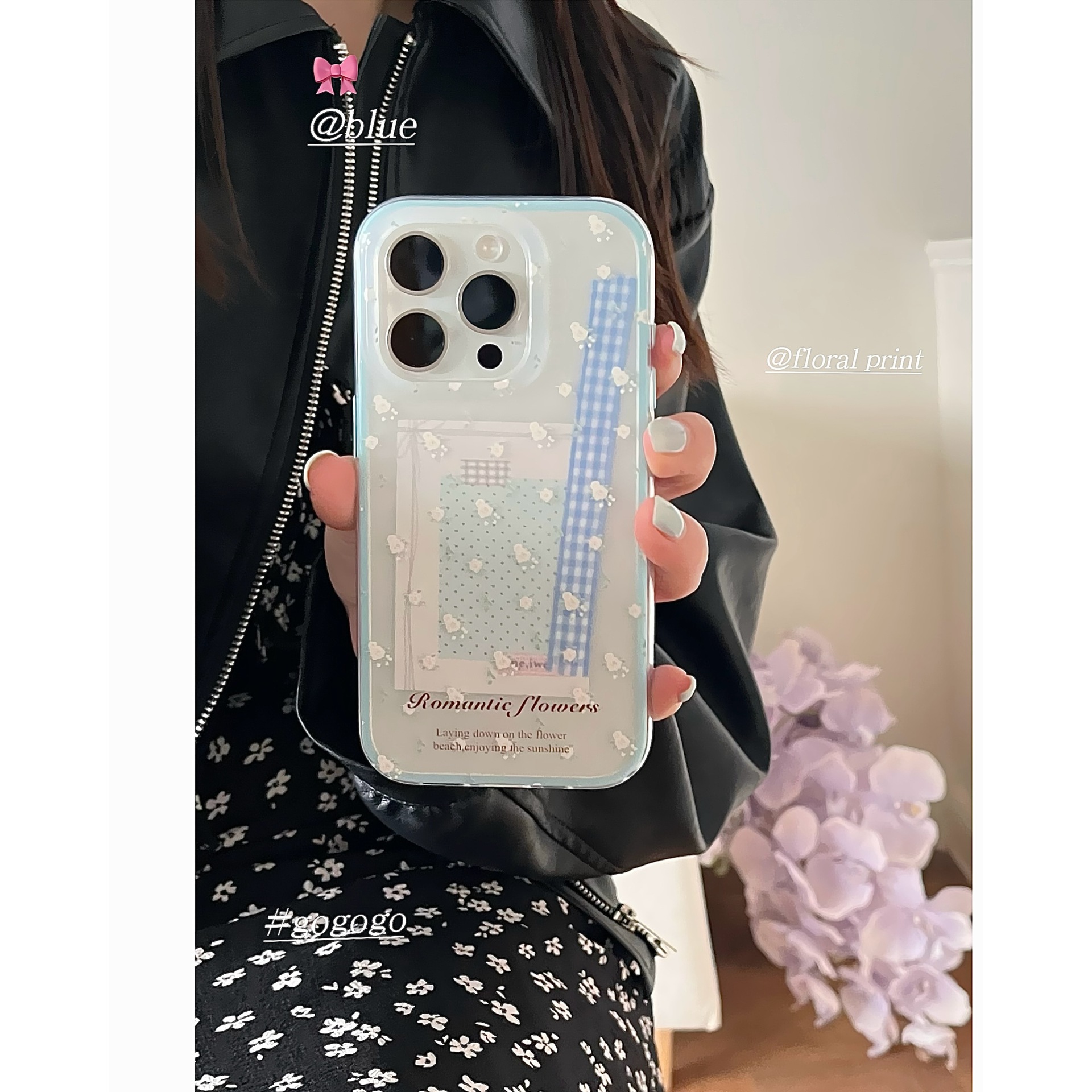 Personalidad de nicho pequeña flor fresca adecuada para iPhone 15Pro funda para teléfono móvil 16ProMax femenino 14 simple 15PM