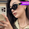 Fashionable trend metal round hinge, brand glasses solar-powered, sunglasses, European style, 2 carat, 2023 collection, internet celebrity