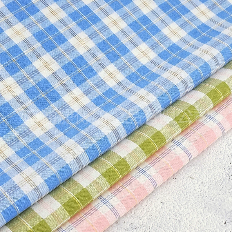 Хлопковая ткань в клетку с washed-процессом, ткань из хлопка с нитяной окраской в клетку, повседневная литературно-художественная светлая жаккардовая ткань