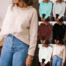 2026�羳���Q�¿�Top loose fit long sleeve button knitted sol