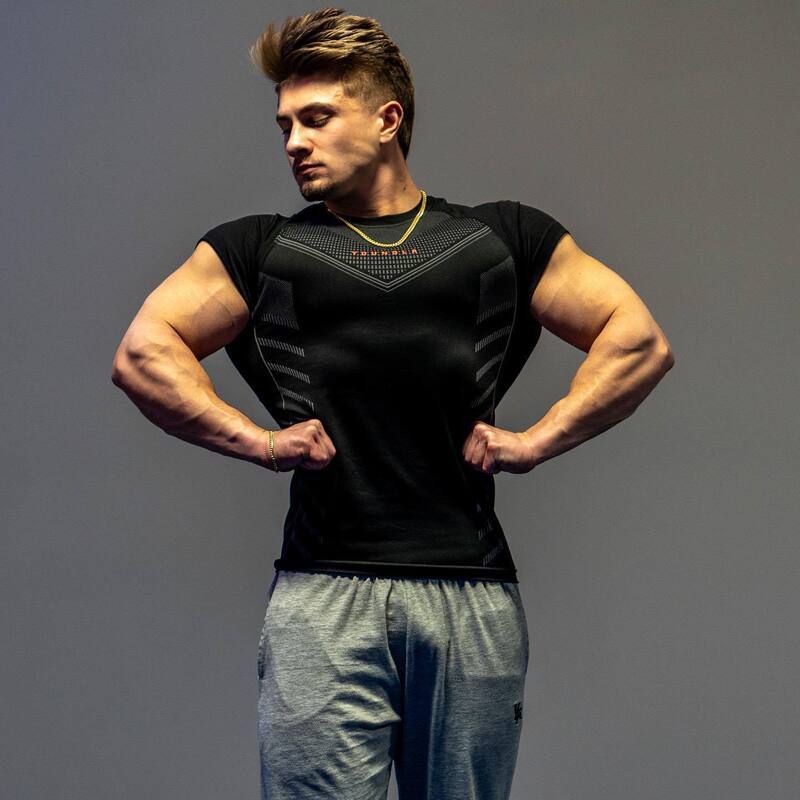 2024 New Fitness Clothes Coach Sports T-shirt Muscle Tight Clothes Men's High Elastic Training Clothes Short Sleeve Fitness Clothes Men's