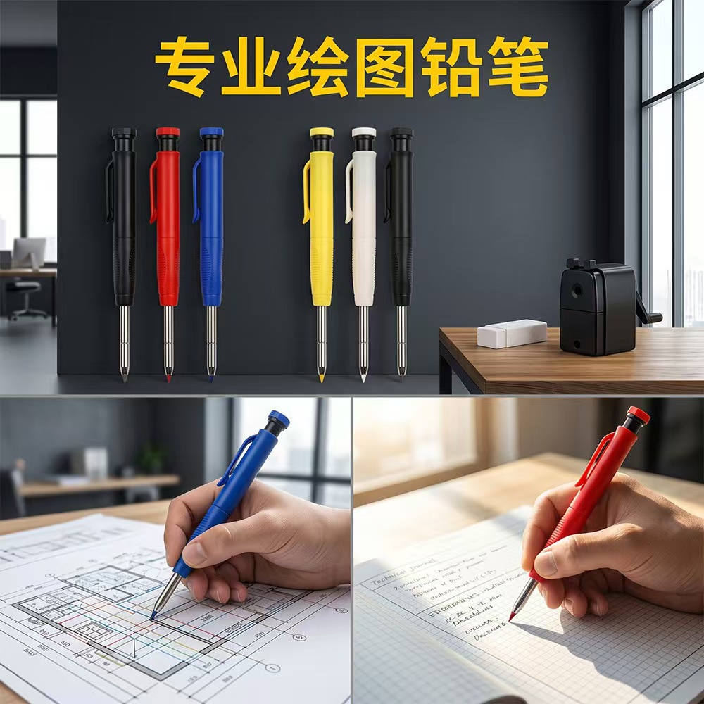 Cross-Border Popular Long-Head Deep-Hole Woodworking Mechanical Pencil, Specialized for Woodworking, Precise Drilling Positioning Mechanical Pencil Wholesale