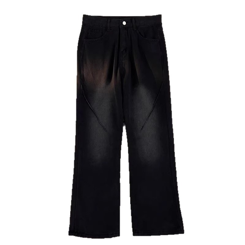 Men's High Street Cleanfit Vintage Washed Denim Jeans - Relaxed Fit Straight Leg Trousers For Casual Wear_mkmklike.com