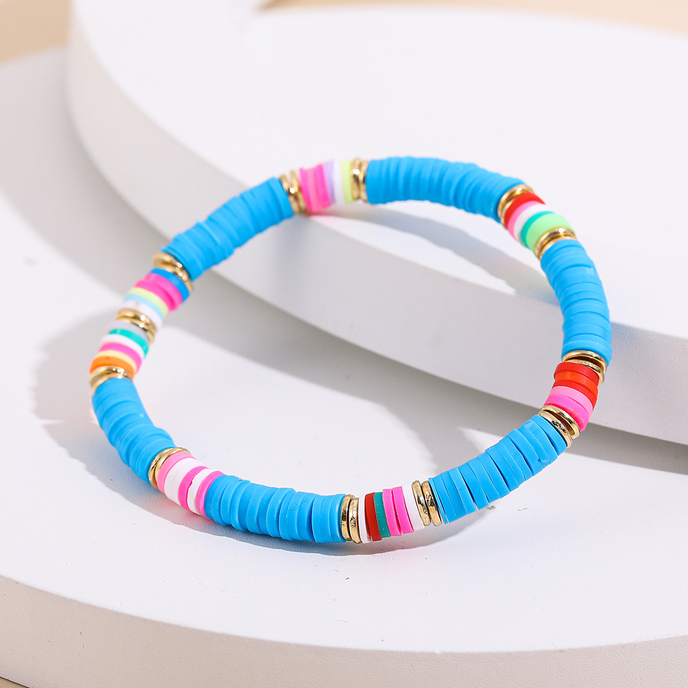 Bohemian style color soft pottery string elastic rope braceletpicture5
