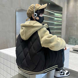 男童夹棉加厚外套2025冬装新款中大童棒球服加绒儿童冬季棉衣洋气