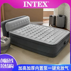 INTEX 64448 Deluxe Двойной надувной матрас линия линии линии воздушного стеганого одеяла встроенный электрический насос