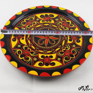Yi Lacquer Ware Sichuan Daliangshan Xichang Folk Wooden Plate Finished Painted Dinner Plate Fruit Plate Tableware