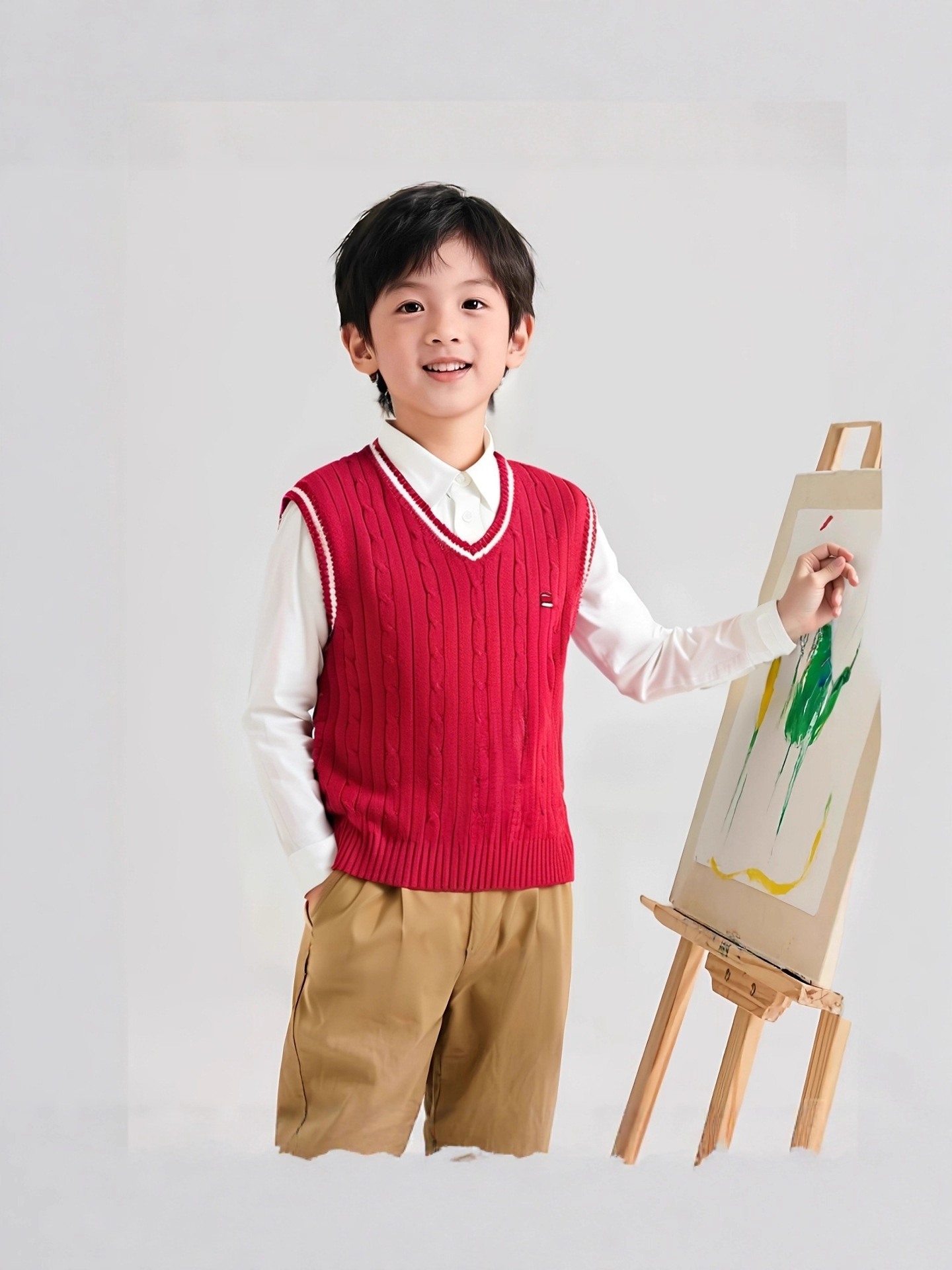 Suéteres estilo universitario para niños y niñas de primavera y otoño, chalecos de algodón para bebés, chalecos de punto para niños, uniformes escolares