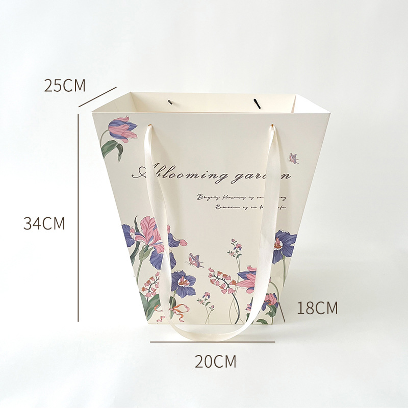 Bolso de flores bolsa de papel de embalaje Internet celebridad cuadrado abrazo bolsa de regalo grande ramo bolsa de embalaje portátil al por mayor