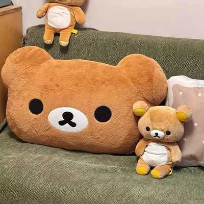Bedside Bear Pillow Rilakkuma Double-Sided Pillow Plush Cushion Nap Pillow Dormitory Doll Doll for Girlfriend (Oyuncaq yastıqlar) - brown-40cm