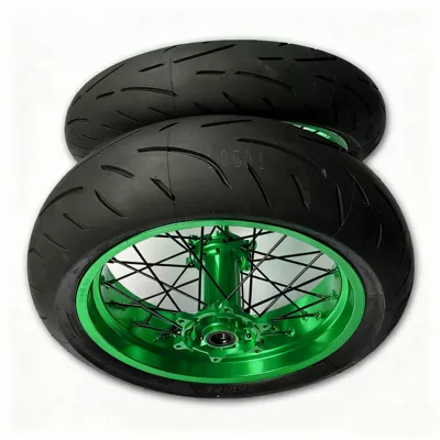 K16 Off-Road Motorcycle Semi-Hot-Melt – Motorcycle wheel hub - front-120-rear-160-sliding-tire-assembly-green