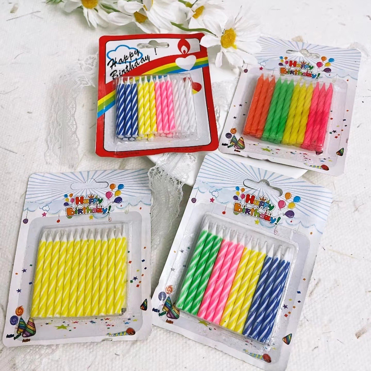 5.5 24 flores 12 velas espirales creativas de pastel de cumpleaños vela mayorista fiesta de día velas de color