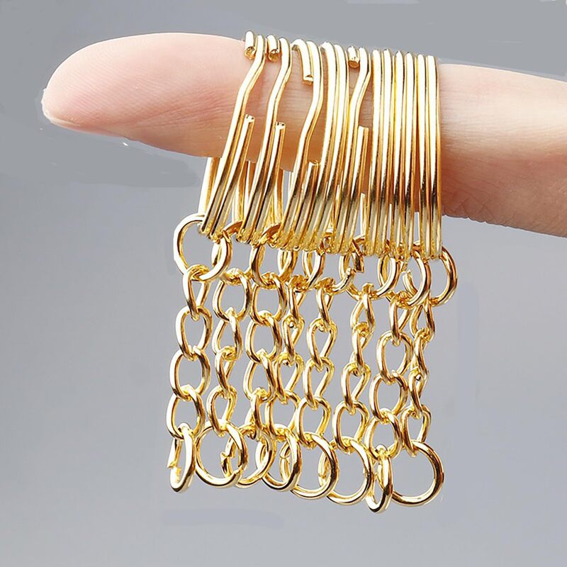 Gold stainless steel keychain accessory with chain, 25mm aperture plus 4-section chain, DIY keyring kit Gold stainless steel keychain accessory with chain, 25mm aperture plus 4-section chain, DIY keyring kit