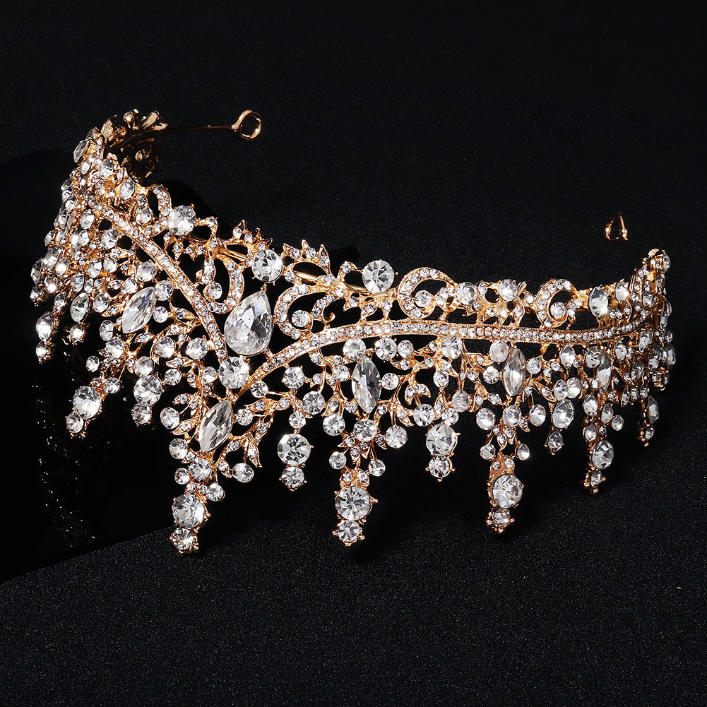 New Retro Luxury Full Diamond Alloy Crown Wedding Dress Wholesale Nihaojewelry display picture 3