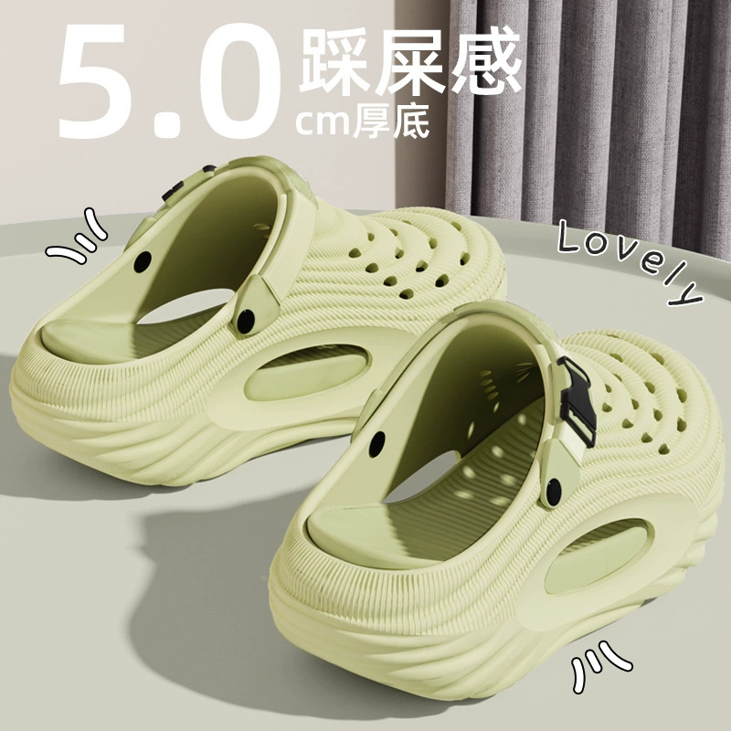 Обувь Croc, мужская летняя верхняя одежда, нескользящие износостойкие тапочки на толстой подошве с носком, уличные спортивные пляжные сандалии для вождения на открытом воздухе