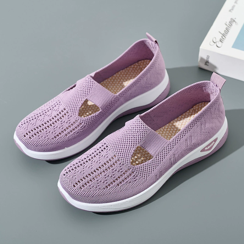 2025 трансграничные новые женские туфли сетчатые полые легкие повседневные кроссовки женские педали летающие сетчатые туфли мамы