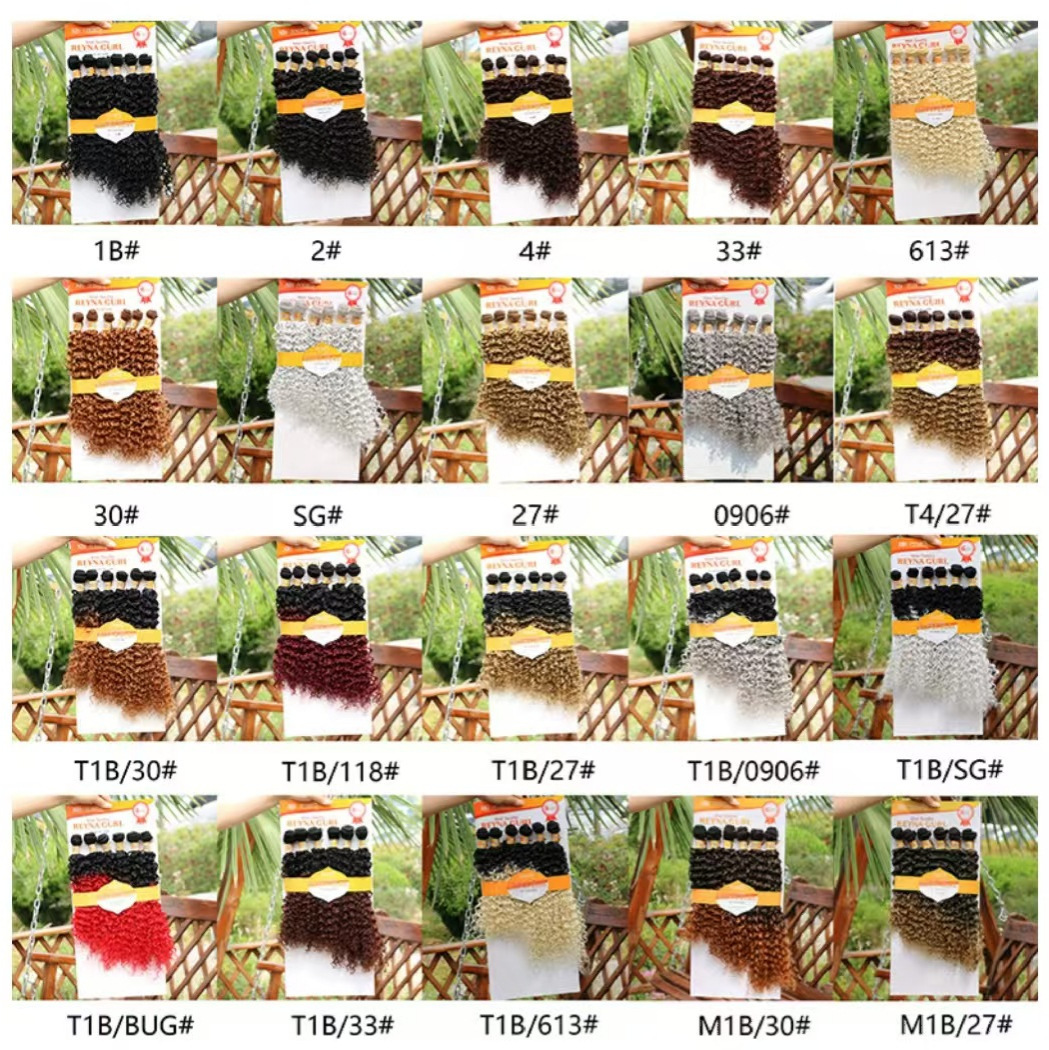 XUYANGXiu cortina de cabello de fibra química cabello rizado seda de alta temperatura conjunto de 6 piezas sintético Amazon stock spot transfronterizo