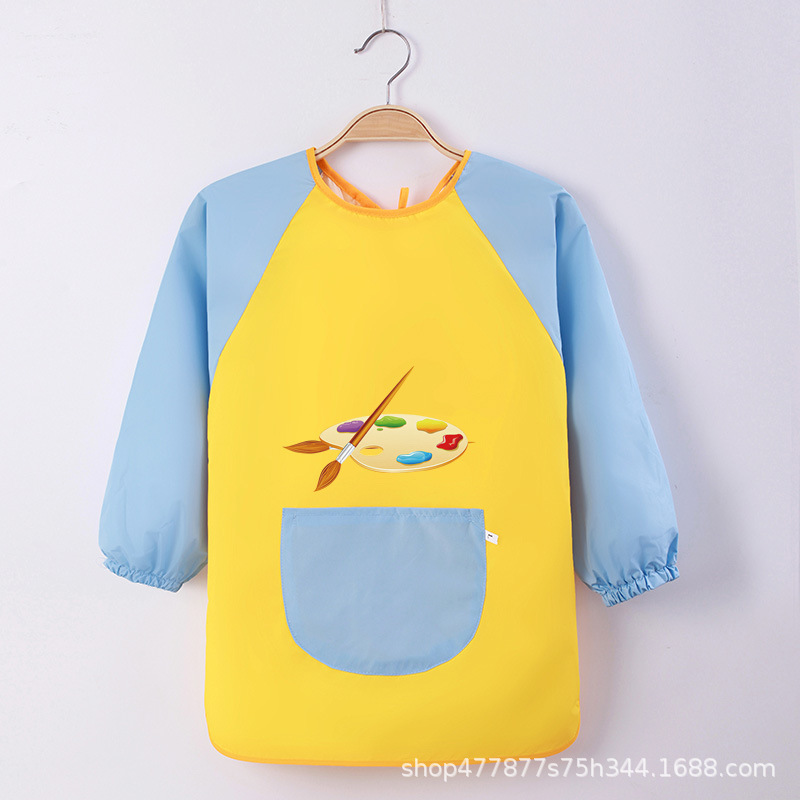 Abrigo DE LOS NIÑOS impermeable arte kindergarten pintura ropa publicidad inversa ropa impresa logo manga larga delantal vestido inverso